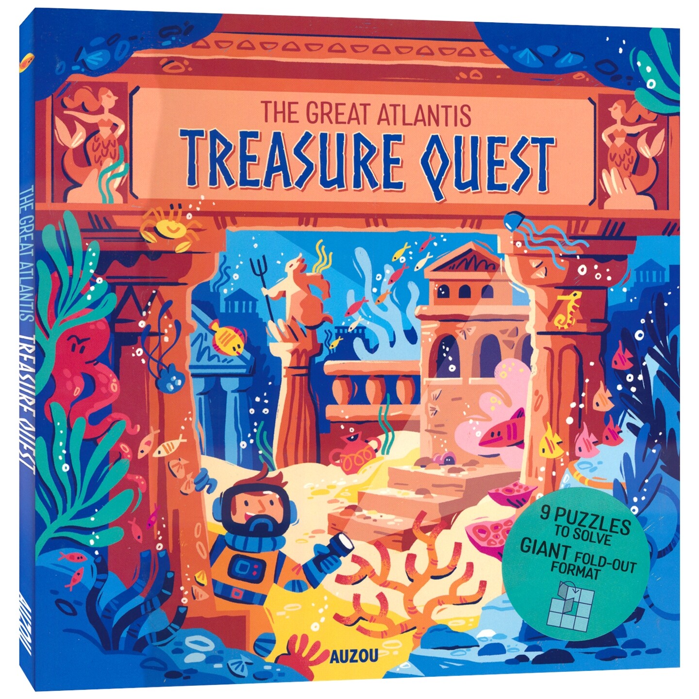 【自营】The Great Atlantis Treasure Quest 亚特兰蒂斯寻宝之旅 益智活动 故事+知识 9道关卡谜题 超大展开页 英文原版进口儿童