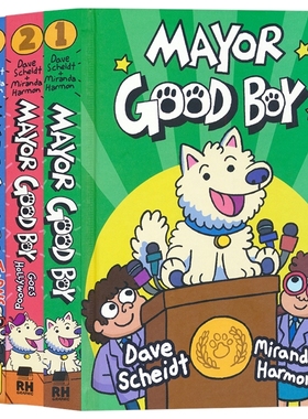 Mayor Good Boy 狗狗市长 好男孩 3册  Goes Hollywood Turns Bad 幽默搞笑 动物友谊主题 全彩漫画小说 7-10岁 课外读物 英文原版