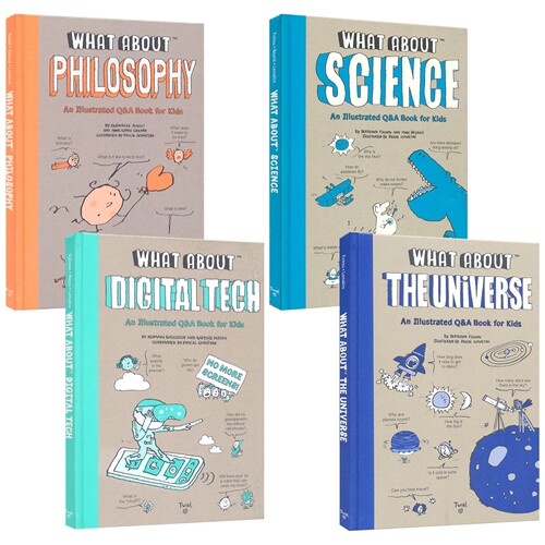 What About Philosophy Universe Science Digital Tech 儿童问答式百科4册 哲学科学 宇宙 数字技术 科普读物 英文原版进口图书