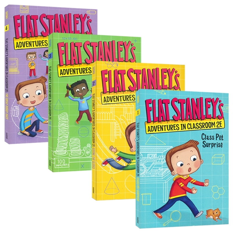 Flat Stanley's Adventures In Classroom 2E 纸片人斯坦利教室历险记4册 扁平男孩 初级章节桥梁小说儿童课外阅读 英文原版进口