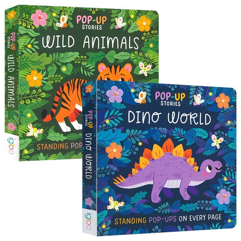 Pop-Up Stories Dino World Wild Animals 立体故事书 恐龙世界和野外动物 儿童启蒙认知绘本读物 动物认知 亲子读物 英文原版进口