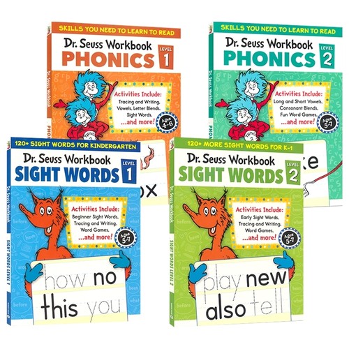 Dr. Seuss Phonics Sight Words Workbook Level 1-2 自然拼读 高频词 1-2级 英文练习册 4-7岁 早期阅读启蒙教辅 英文原版进口