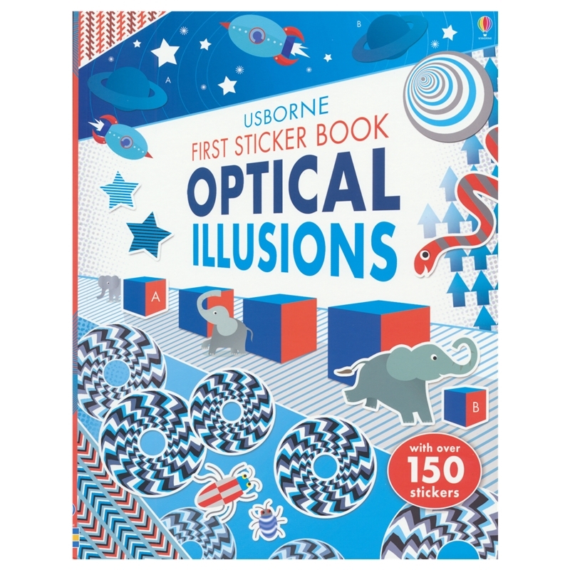 Usborne First Sticker Book - Optical Illusions 尤斯伯恩贴纸书 光学错觉视觉艺术 百科科普读物150+贴纸 英文原版进口儿童图书