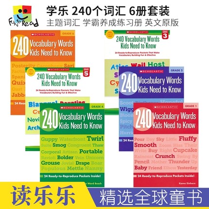 240 Vocabulary Words Kids Need to Know 1-6年级孩子需要知道的240个单词6册 美国学乐主题词汇练习册 小学教辅 英文原版进口书