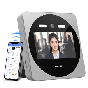 得力智能云人脸识别考勤机D7S打卡机自带流量4G移动WIFI即插即用工地户外适用刷脸App查询考勤报表远程查看