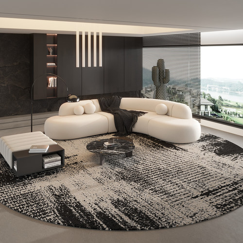 轻奢高级感圆形地毯客厅简约意式北欧家用卧室转椅地垫沙发茶几毯