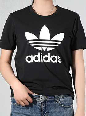 阿迪达斯三叶草女子短袖夏季运动半袖休闲圆领透气T恤潮 FM3311