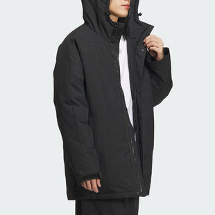 阿迪达斯男子DWR DOWN PARKA运动休闲保暖连帽中长版羽绒服JY4213