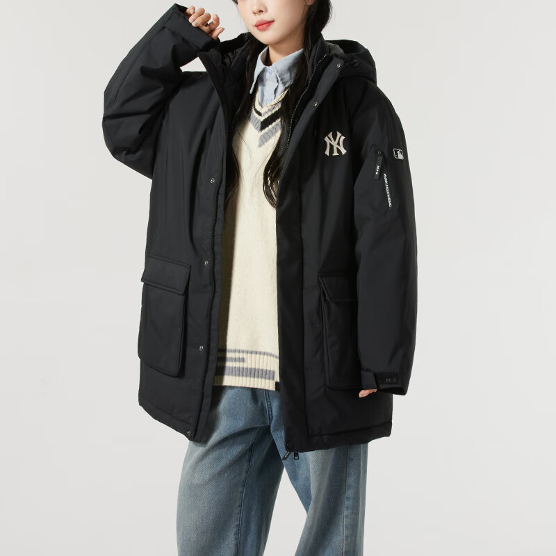 MLB情侣款羽绒服中长款连帽外套