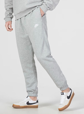 灰色加绒长裤Nike耐克针织束脚裤男裤收口卫裤厚运动休闲裤BV2738