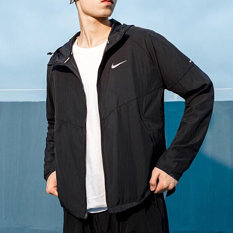 Nike耐克运动夹克男骑行宽松训练连帽跑步薄款茄克宽松外套上衣