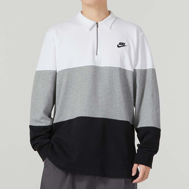 Nike耐克正品卫衣男子Polo衫撞色拼接套头衫翻领休闲运动服FB7798