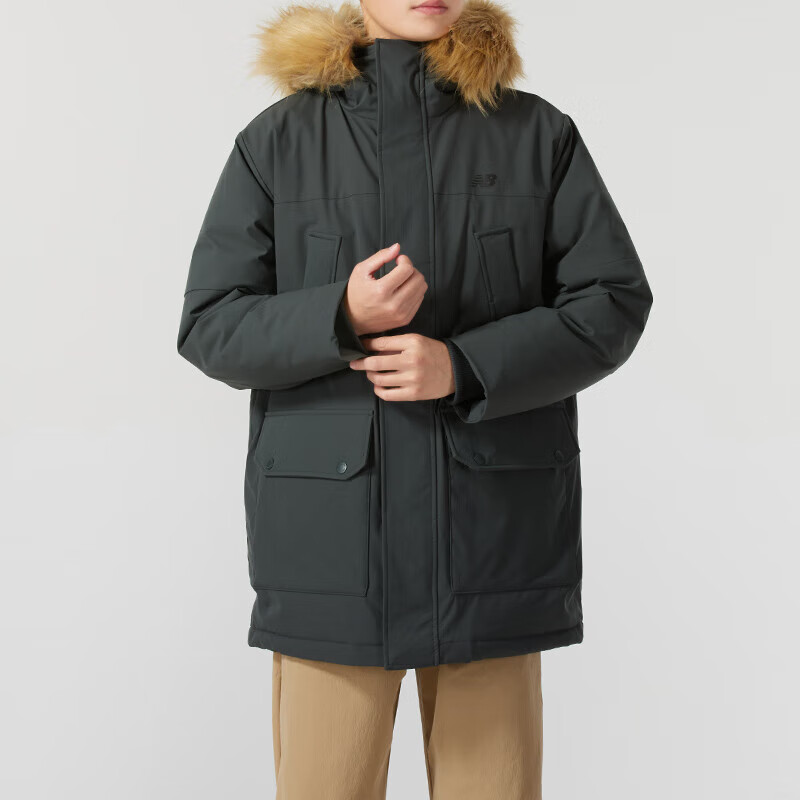 NEW BALANCE羽绒服男装户外健身运动服保暖防寒连帽外套AMJ44300