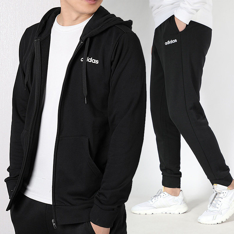 Adidas阿迪达斯男套装秋季外套运动服连帽宽松男士休闲裤潮