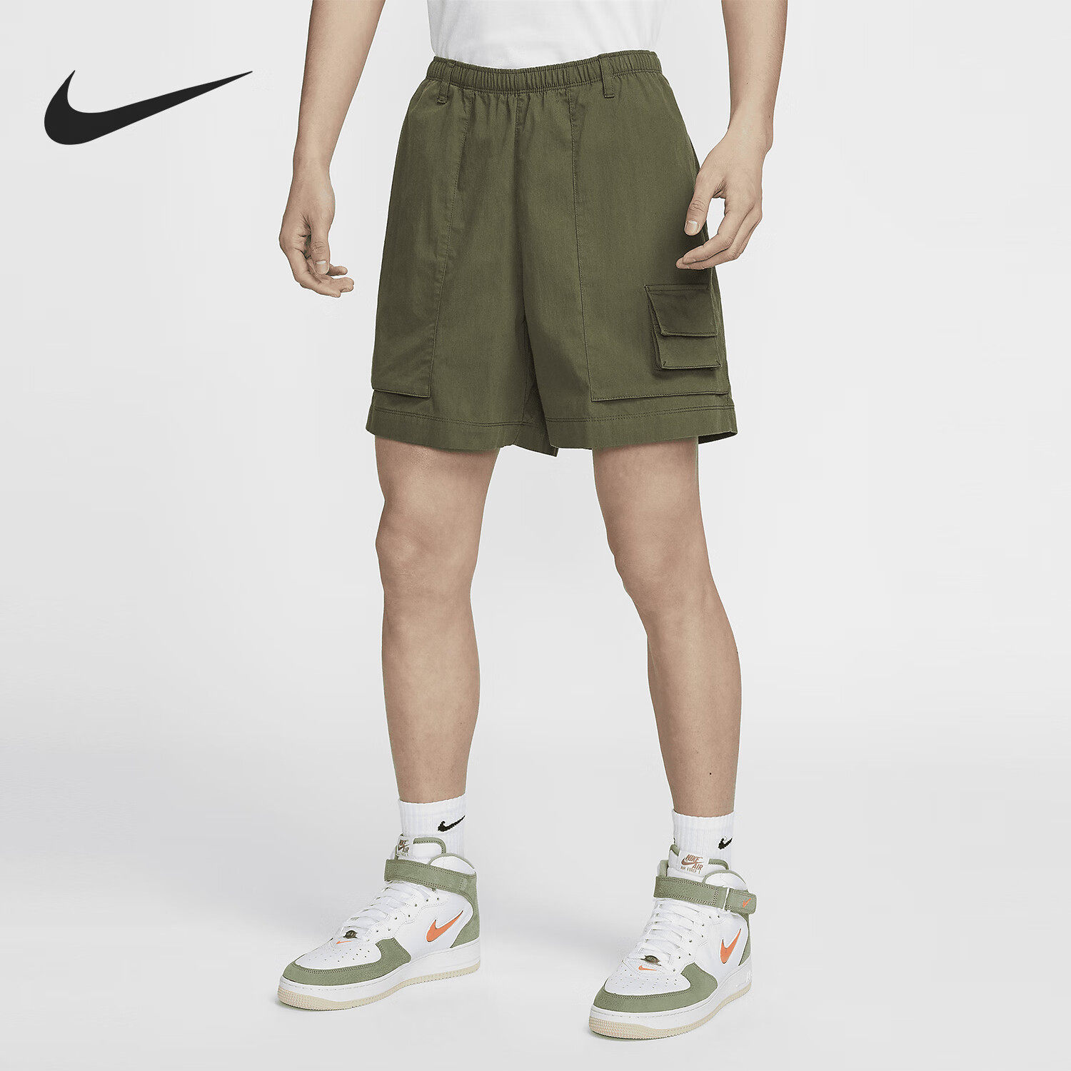 nike耐克男裤透气工装休闲运动裤短裤宽松训练五分裤fn3217-325