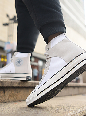 匡威CONVERSE 1970s米白麂皮拼接白色帆布鞋女鞋高帮男鞋A01780C