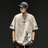 新款 青少年夏季 T恤短裤 男生短袖 运动潮流酷帅气大高初中学生 套装