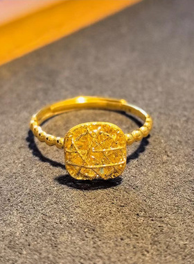 花丝方糖戒指满钻拉丝小方糖指环