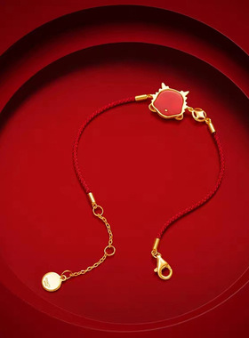 小灵龙手链红玛瑙手绳红绳