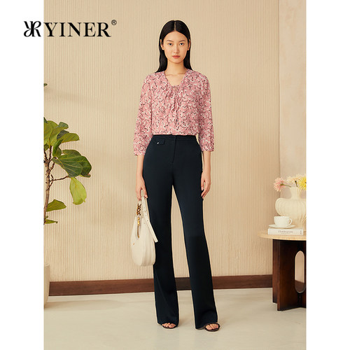 【醋酸系列】YINER音儿专选夏季新款通勤显瘦长裤微喇休闲裤