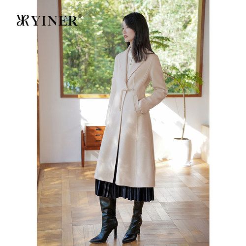 【100美丽诺羊毛】YINER音儿专选女装冬季时尚双面毛呢大衣外套