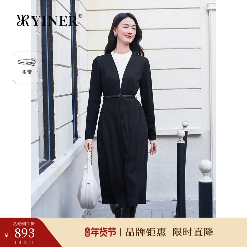 YINER音儿专选冬季羊毛撞色假两件复古V领连衣裙,女装/女士精品,连衣裙,淘宝优惠券,粉丝福利购,淘宝优惠卷
