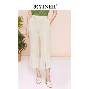 夏季 YINER音儿女装 百搭通勤直筒休闲裤 醋酸系列
