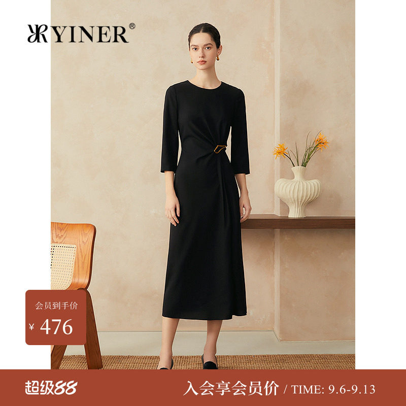 音儿气质抗皱小黑裙修身显瘦裙子图片