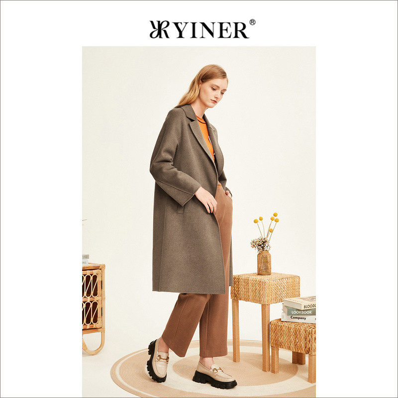 【绵羊毛+山羊绒】YINER音儿女装冬季双面呢大衣长款外套