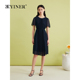 优雅钉珠压褶收腰A字连衣裙 法式 YINER音儿专选女装 夏季