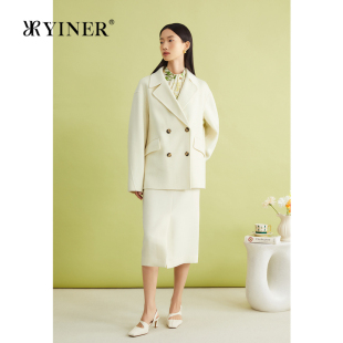 纯羊毛双面呢大衣 超细支澳洲丝光羊毛 YINER音儿春季