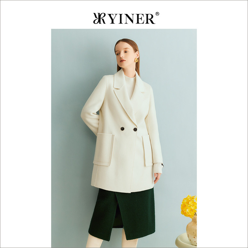 【100绵羊毛】YINER音儿女装冬季双面呢外套女中长款
