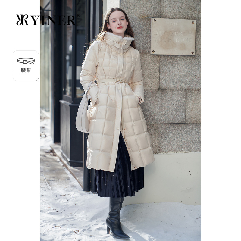 【黑科技发热】YINER音儿专选女装冬季时尚水貂毛条高克重羽绒服
