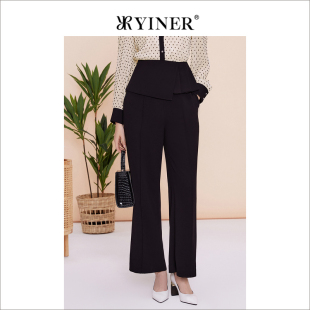 系袢高腰直筒休闲裤 气质时尚 春季 YINER音儿专选女装