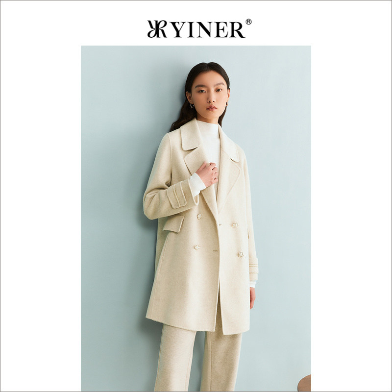 【绵羊毛+牦牛绒】YINER音儿专选女装冬季西装领外套双面呢大衣