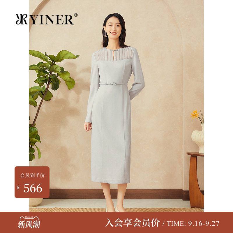 音儿法式优雅羊毛混纺针织连衣裙图片