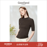 Goodland美地女装春季无缝一体半高领纯羊毛针织衫套头