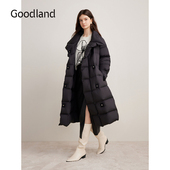 Goodland美地女装 廓形大翻领羽绒服 高克重厚实长款 冬季 时尚