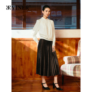 法式 新款 YINER音儿2025冬季 褶艺真丝弹力重绉衬衫 1996系列