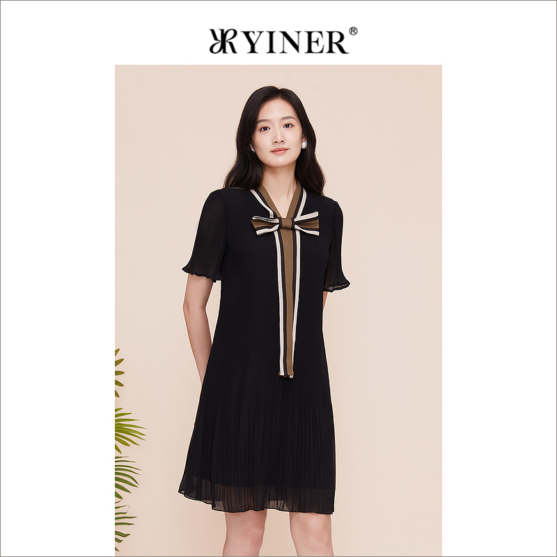 yiner蝴蝶结V领音儿商场同款