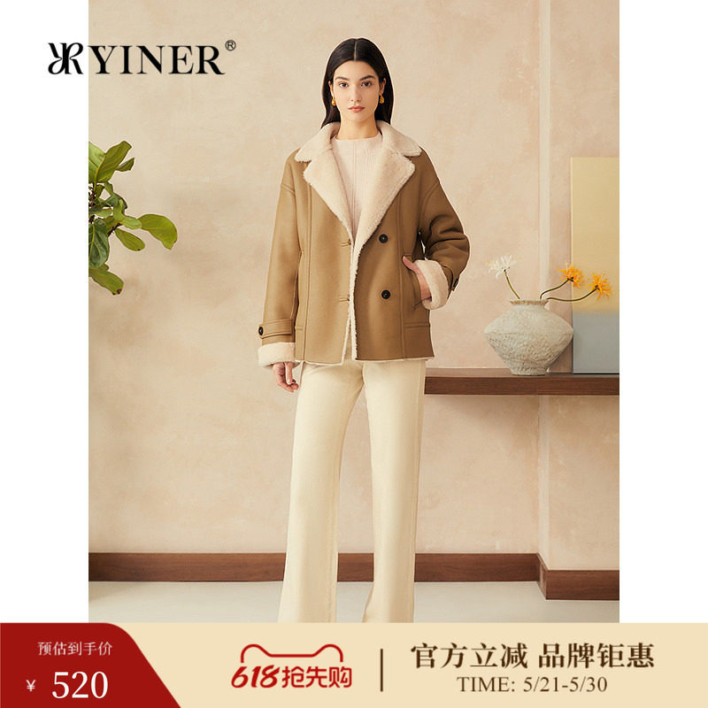 【100澳洲初剪绵羊毛】YINER音儿专选春季新款廓形毛呢外套