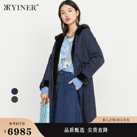 YINER音儿专选女装冬季长款舒适水貂毛连帽保暖尼克服皮草