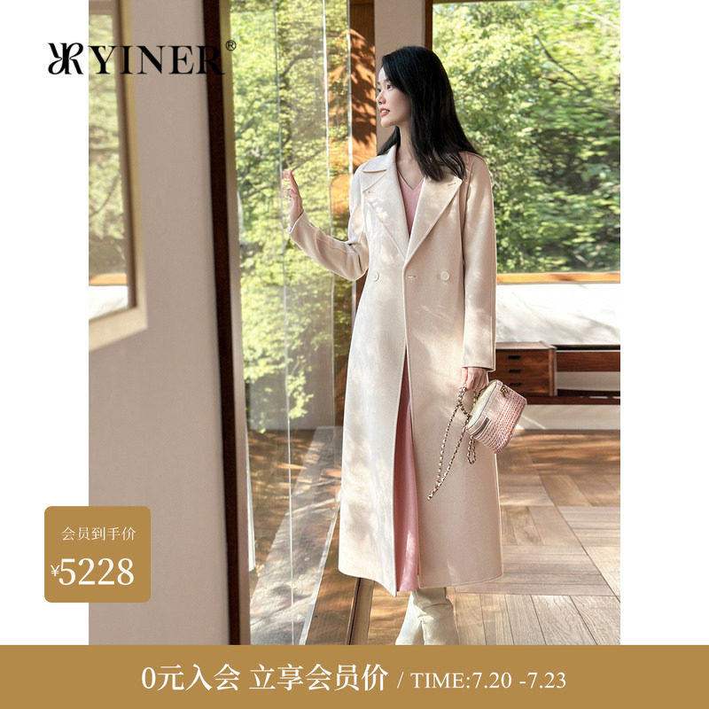 【绵羊毛+山羊绒】YINER音儿女装冬季时尚双面毛呢大衣驳领外套