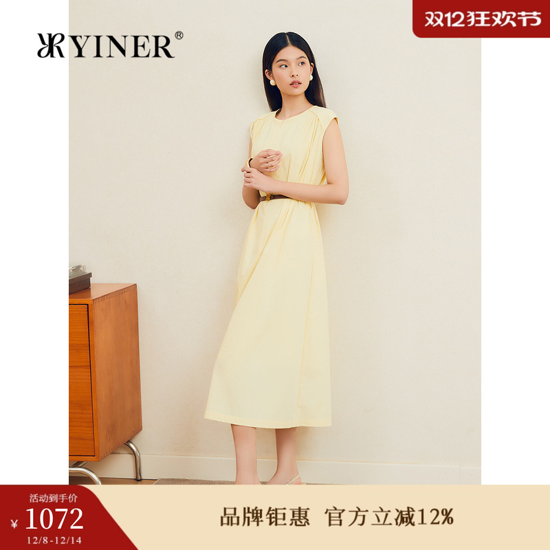 YINER音儿女装夏季高支棉透气轻薄法式优雅浪漫气质连衣裙