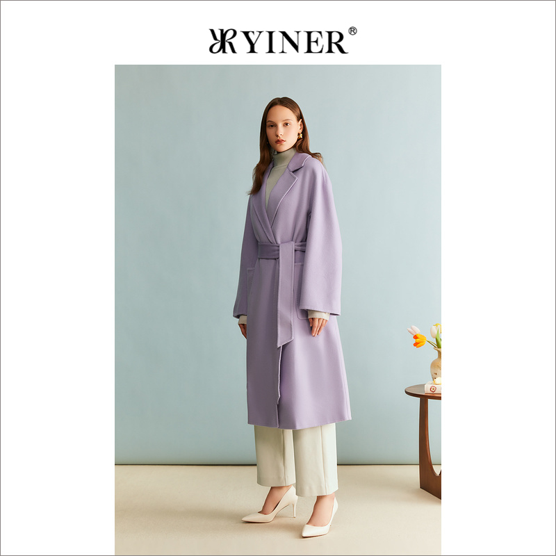 【绵羊毛+羊绒】YINER音儿冬季女装双面毛呢大衣长款外套