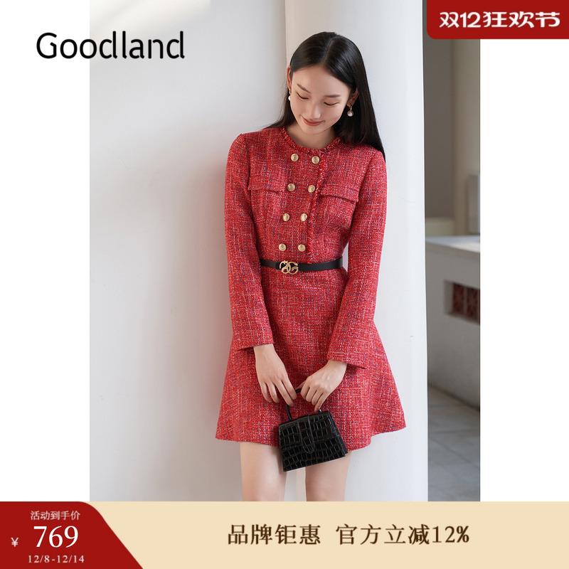Goodland美地女装冬季时尚连衣裙
