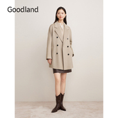 双面毛呢短款 大衣外套 冬季 时尚 100山羊绒 Goodland美地女装
