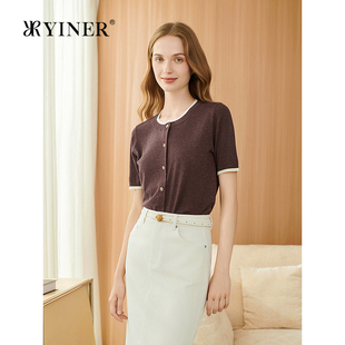 法式 新款 YINER音儿专选2025夏季 撞色断葱纱毛针织衫 周末花园