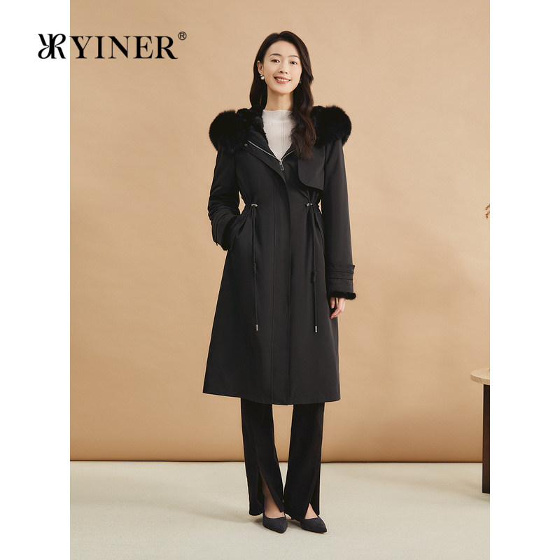 【优雅衣橱】YINER音儿专选女装冬时尚狐狸毛领派克服水貂毛皮草