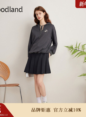 Goodland美地秋季松弛感钉珠轻上衣深灰色连帽卫衣